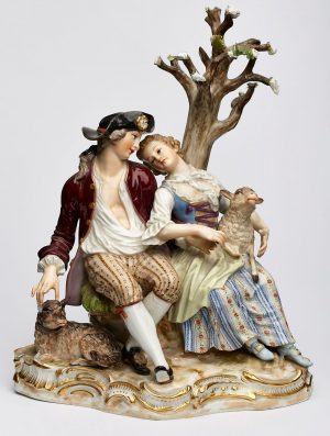 Schäferpaar unter Baum, Meissen um 1870