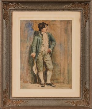 Aquarell Figurenmaler um 1900 "Junger Mann in höfischer Kleidung"