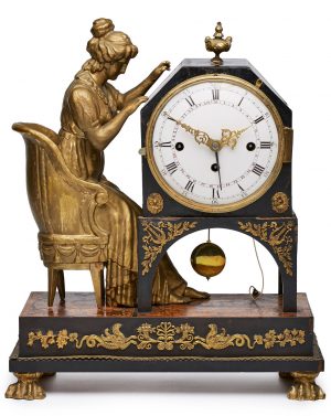 Biedermeier-Figurenuhr mit Repetition, Wien um 1820.