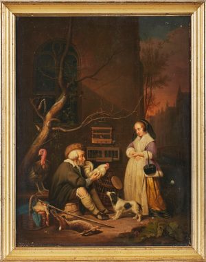 Lot 314: Gemälde Genremaler 19. Jh. "Beim Geflügelhändler"
