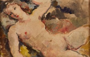 Gemälde Carl Otto Müller "Liegender Frauenakt"