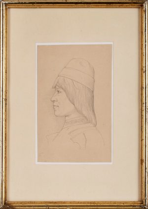 Bleistiftzeichnung Eduard von Steinle "Profilkopf eines jungen Mannes"