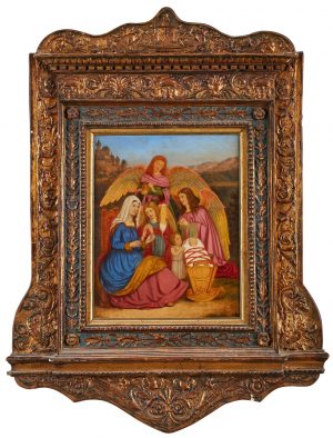 Gemälde Edward von Steinle, zugeschr. "Drei Engel an der Krippe"