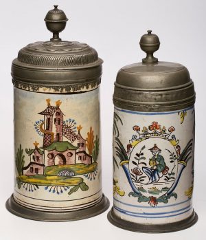 Satz von 2 Walzenkrügen, wohl Sachsen 18. Jh.