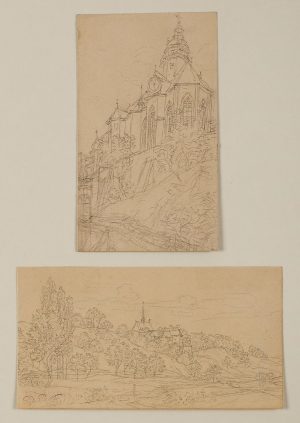 Los 141: 2 Bleistiftzeichnungen Peter Becker "Boppard und Ilbenstadt"