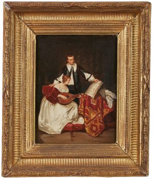 Lot 277: Gemälde Victor Joseph Chavet "Junge Dame Mandoline spielend"