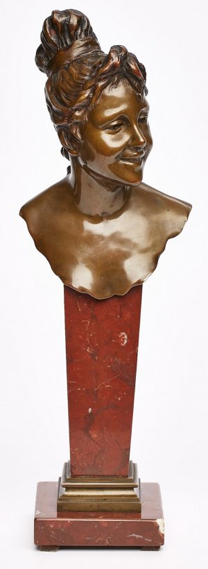 Los 511: Bronze Paul Aichele: Mädchenkopf, Jugendstil, 1900