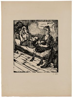 Lot 39: Holzschnitt Christoph Voll "Am Bett"