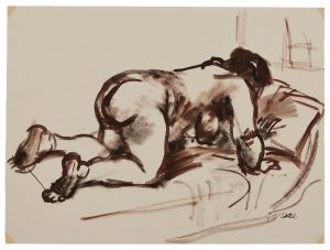 Lot 26: Pinselzeichnung Christoph Voll "Knieender Frauenakt"