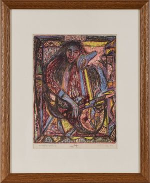Los 263: Farblithographie Léo Maillet "Violoncelliste"