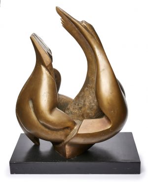 Lot 314: Gr. Bronzeskulptur wohl Julian Mitrofanovich Rukavishnikov "Evolution", 1982