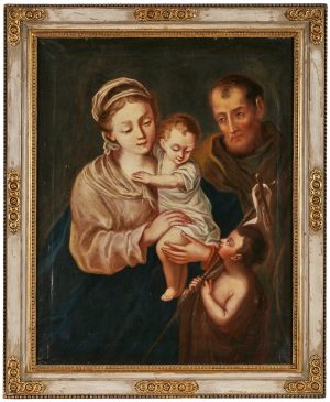 Los 201: Gemälde Sakralmaler Wohl Italien 18. Jh. "Heilige Familie mit dem Johannesknaben"