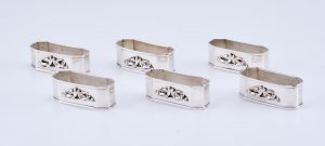 31/2272: Satz von 6 Serviettenringen "Taubenpaar", 2. Hälfte 20. Jh.