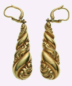 31/2017: Paar tropfenförmige Gold-Ohrgehänge