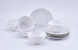 31/2150: Satz von 5 Suppentassen mit UT, Rosenthal Ende 20. Jh