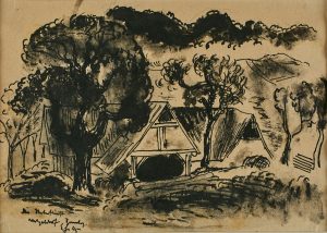 Lot 205/98: Lavierte Tuschfederzeichnung Georg Heck