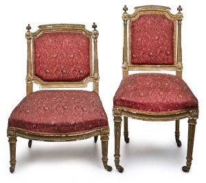 Zwei versch. Stühle, Louis-XVI-Stil, Frankreich um 1880.