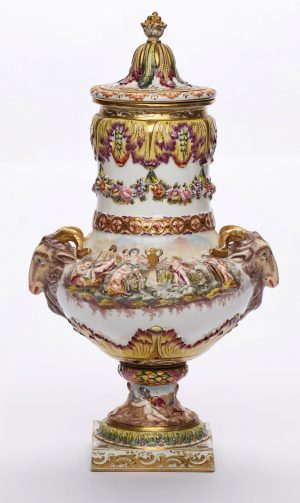 Prunk-Deckelvase, Barock-Stil, wohl Italien 20. Jh.