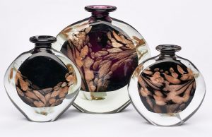 Satz von 3 Vasen, Michèle Luzoro Ende 20. Jh.