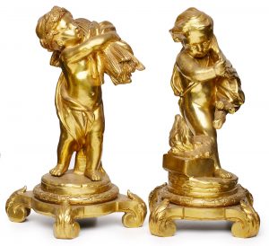 Paar kl. Bronzen "Sommer" und "Winter" Frankreich 19. Jh.