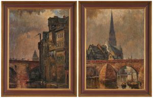 2 Gemälde Reinhold Werner "Am Müllermain" und "Partie an der Alten Brücke"