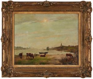 Gemälde Gustav Melcher "Am Niederrhein"