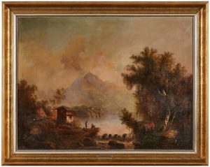 Gemälde sign. P. Tetzlaff, Landschaftsmaler um 1900 "Lac du Bourget"