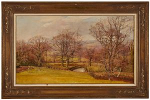 Gemälde Rudolf Ribarz "Landschaft in Österreich mit Flusslauf"