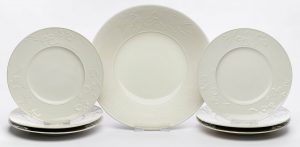 209/567 Satz von 6 Kuchentellern mit Schale, KPM Berlin 1949