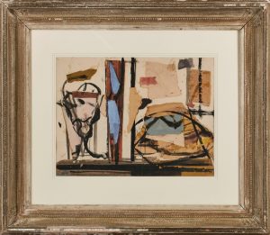 207/105 Übermalte Collage Zeitgenössischer Maler 20. Jh.