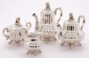 4-tlg. Kaffee-/ Tee-Kernstück, Biedermeier-Stil, Frankfurt um 1900