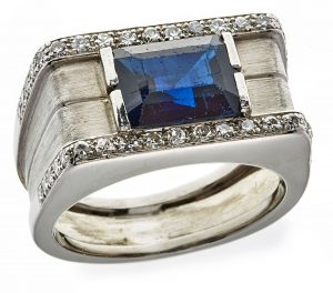 208/973 Saphir-Diamant-Ring, 1930er Jahre