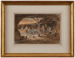 208/333 Aquarellierte Federzeichnung, weiß gehöht Anton Burger