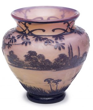 210/1270 Kl. Vase "Flusslandschaft", Jugendstil, de Vez um 1910.