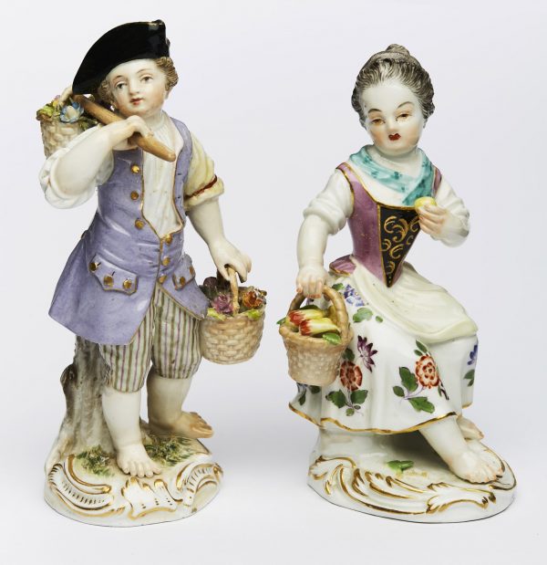 Satz von 2 Gärtnerkindern, Meissen um 1900 und 1964