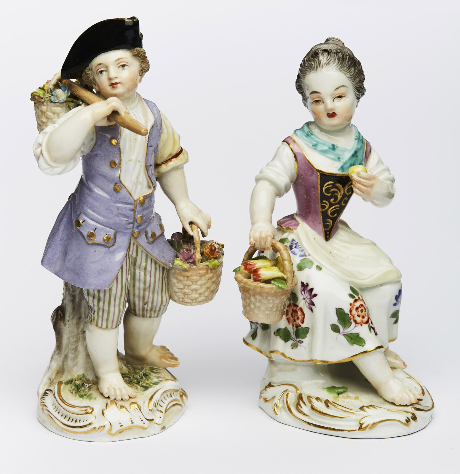 Satz von 2 Gärtnerkindern, Meissen um 1900 und 1964