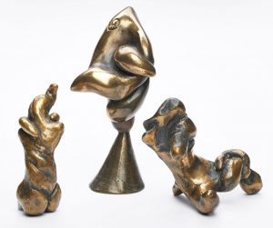 3-tlg. Bronze Alexander Grosman "Verschlungene Figuren", wohl um 1980.