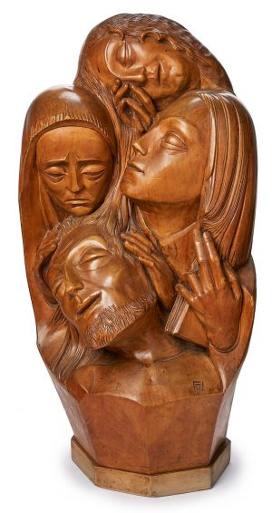 Skulptur monogr. FW Beweinung Christi, wohl Belgien um 1920