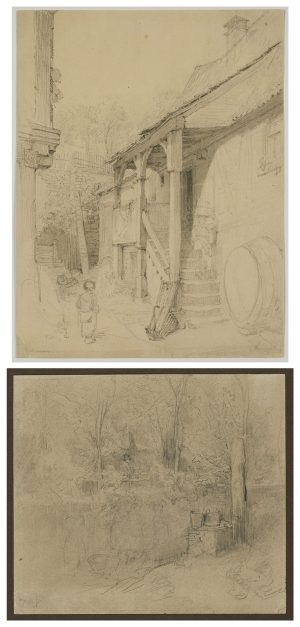 210/253 Konvolut von 19 Handzeichnungen/Aquarelle Frankfurter Künstler