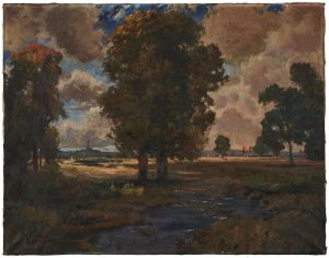 210/309 Gemälde Karel Wagner "Landschaft mit Blick auf eine Stadt"