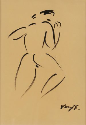 210/417 Serie von 3 Tuschpinselzeichnungen Hans Voigt Steffensen "Weibliche Akte"