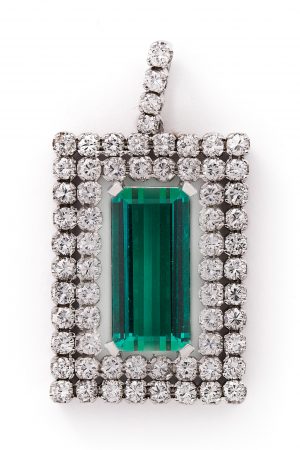 210/1006 Gr. rechteckiger Turmalin-Brillant-Anhänger