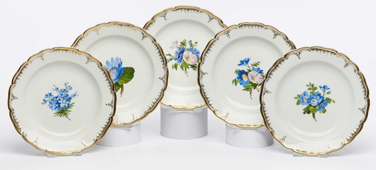 31/2154: Satz von 5 Gebäcktellern, Spät-Biedermeier, KPM Berlin um 1860