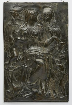 211/440 Bronze-Relief "Maria lactans mit Hl. Anna, Hl. Joachim u. dem Johannesknaben",