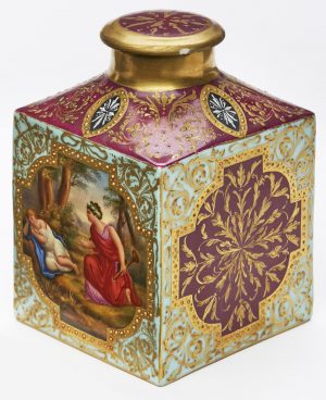 211/635 Teedose im Stil Wiens, wohl Karlsbad Ende 19. Jh.