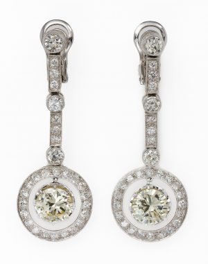 Paar gr. Diamant-Ohrhänger, Art Déco, Frankreich nach 1893