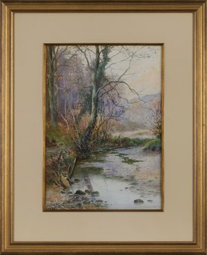 212/211 Aquarell Albert Kinsley "Herbstlandschaft mit Flußlauf"