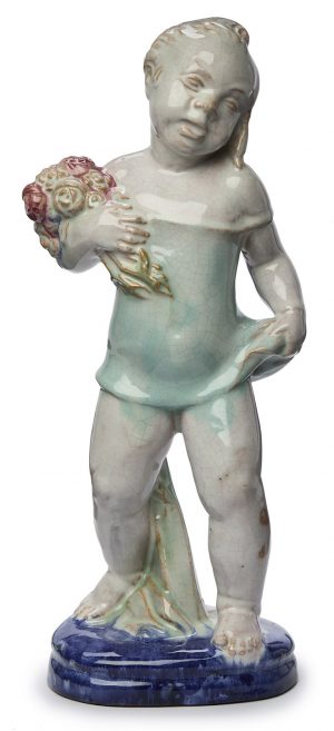 212/537 Putto mit Blumenstrauß/ "Sommer", Jugendstil, wohl Anf. 20. Jh.