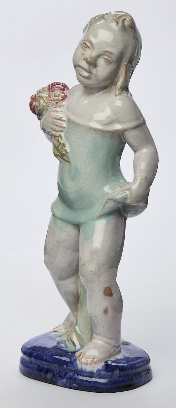 212/537 Putto mit Blumenstrauß/ "Sommer", Jugendstil, wohl Anf. 20. Jh. – Bild 2