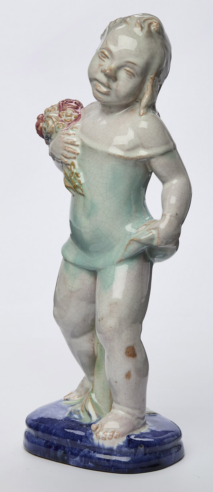 212/537 Putto mit Blumenstrauß/ "Sommer", Jugendstil, wohl Anf. 20. Jh. – Bild 2